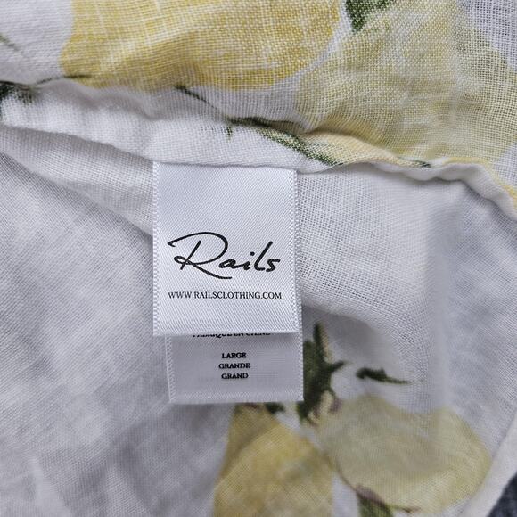 Rails Dress Womens Large Angelina Lemon Citronnade Linen Blend Smocked Waist - Picture 7 of 9